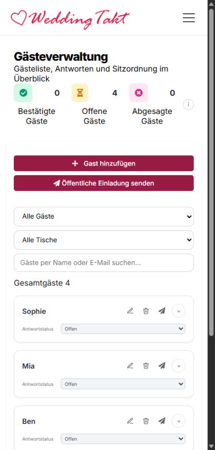 The real wedding planning workspace with sample data